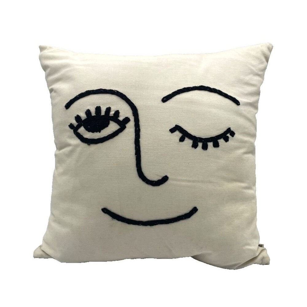 Urban Outfitters Winky Face Throw Pillow Cover 18" x 18"